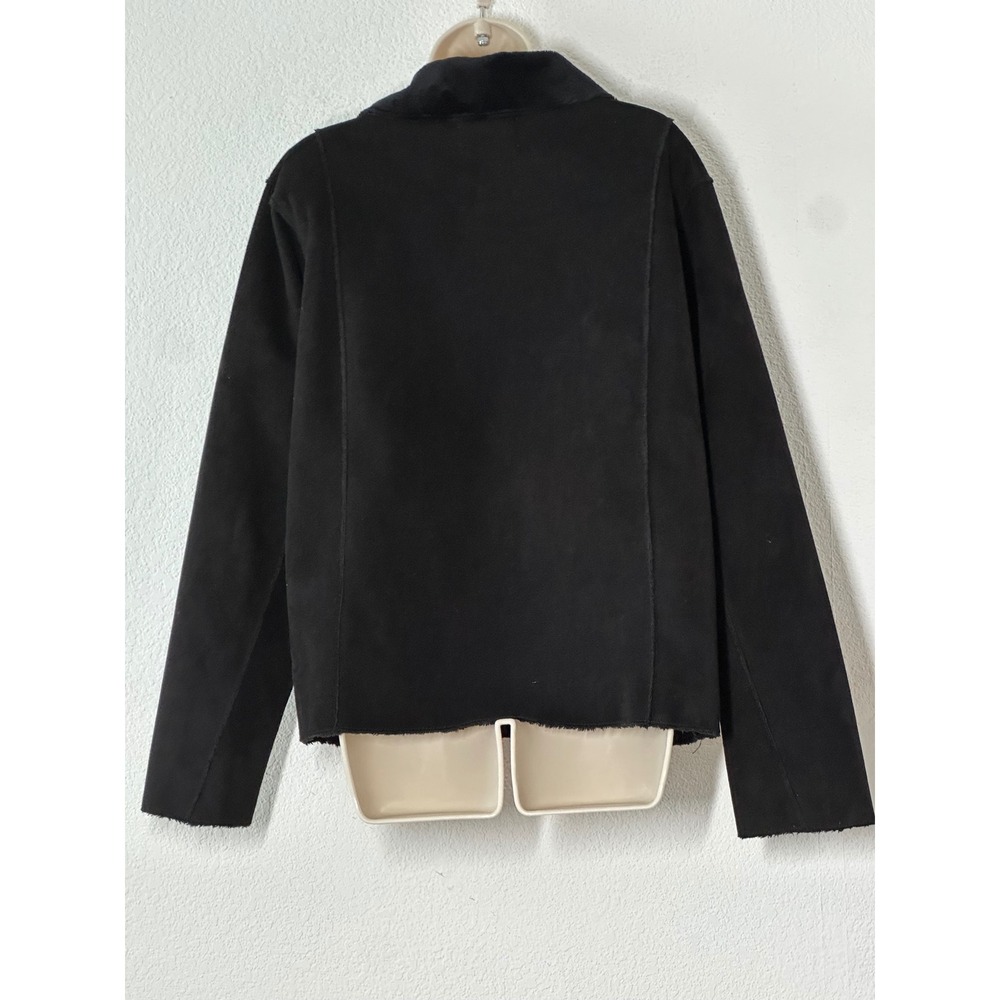 Calispia Womens XL Black Faux Suede Faux Fur Lined Button Front Jacket Coat - Picture 2 of 10